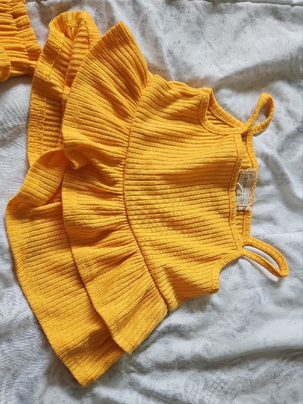 btween Yellow Ribbed Ruffle Tank & Shorts Set - Picture 4 of 7